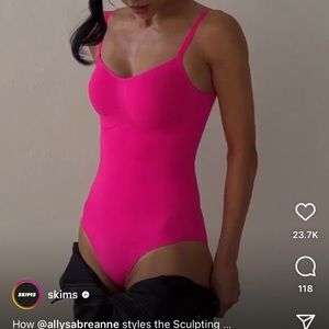 Skims sculpting bodysuit in flamingo